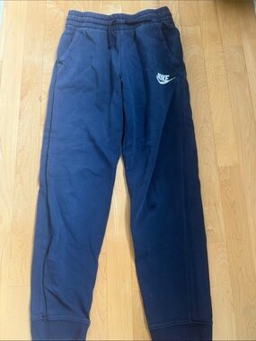 Nike Boys Navy Jogger Sweatpants with White Swoosh